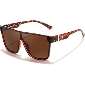 Women's Leopard Frame & Tea Lens Stylish Oversized Square Large Sun Glasses